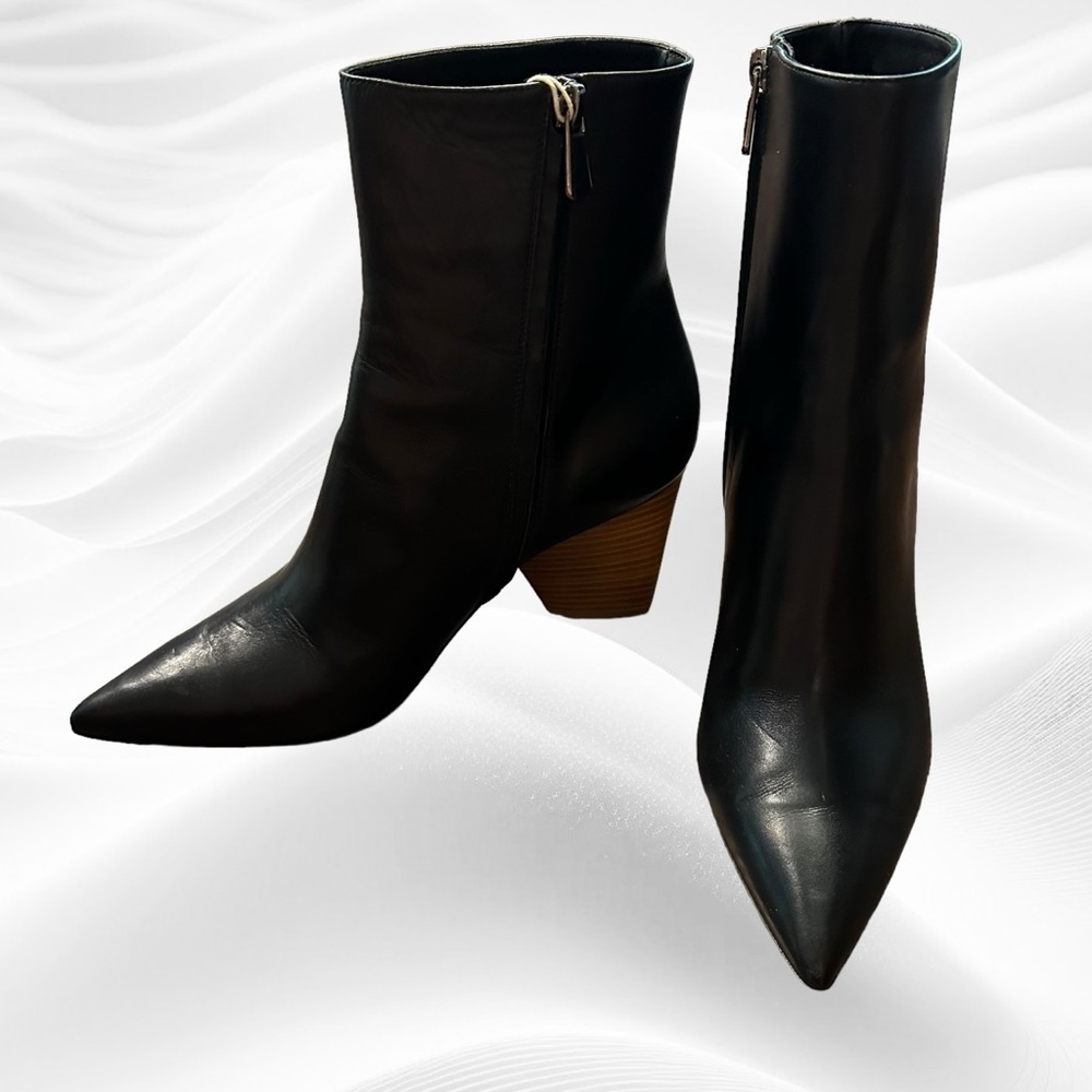 Paul Andrew Black Bootie Zip Point Toe Block heel Size‎ 41EUR/10.5 US